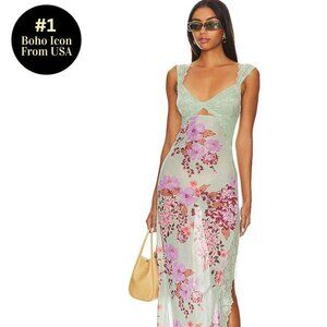 NWT x Intimately FP Suddenly Fine Maxi Slip Dress Sage Combo XL Brit Eady’s dres